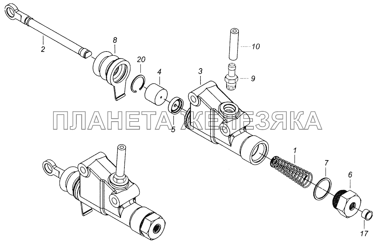 5320-1602510-10 Главный цилиндр управления сцеплением КамАЗ-43253, 43255  (Евро-4)